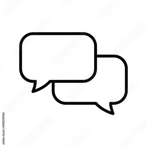 Two overlapping speech bubbles depicted in a simple black outline style