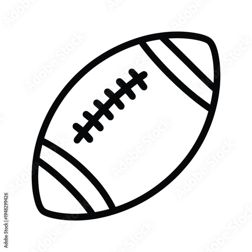 Simple black and white line drawing of an american football