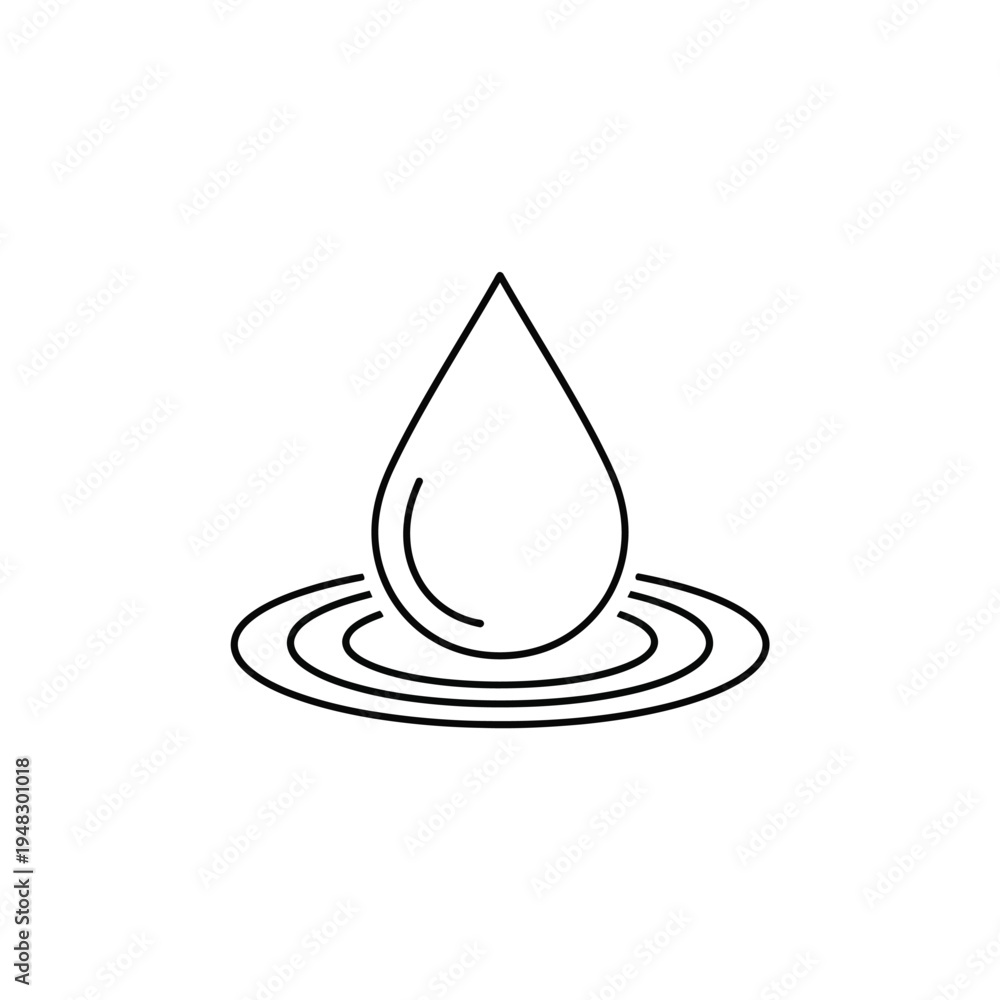 Fototapeta premium Blue water and oil droplet vector icon illustration representing clean liquid nature and raindrop symbol