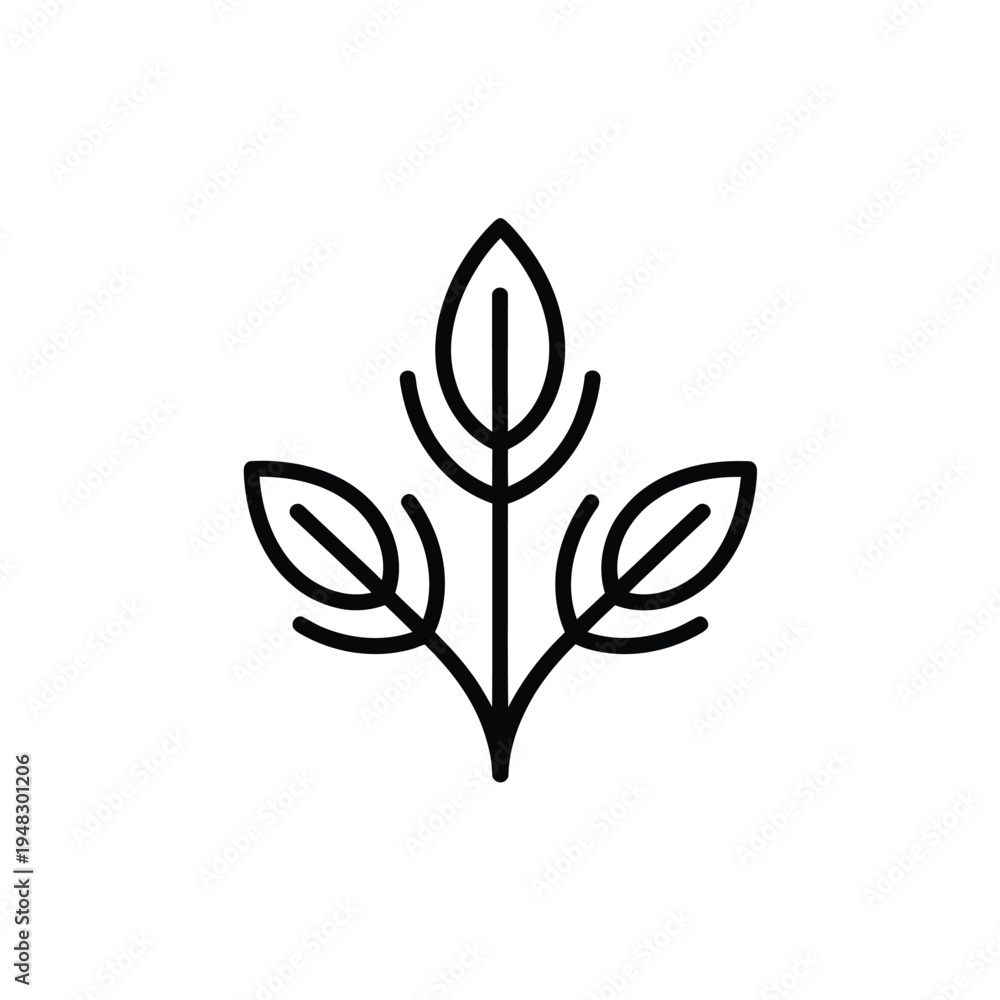 Obraz premium Simple black and white line drawing of a leafy sprig