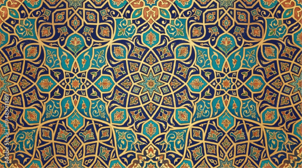 Obraz premium Vibrant intricate mosaic art with colorful geometric patterns and designs on a textured background
