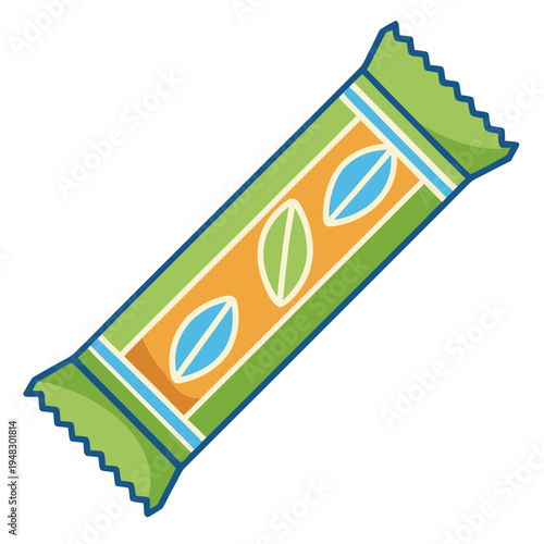 Colorful Candy Bar Wrapper Illustration, Sweet Treat Packaging Design, Delicious Chocolate Snack Concept