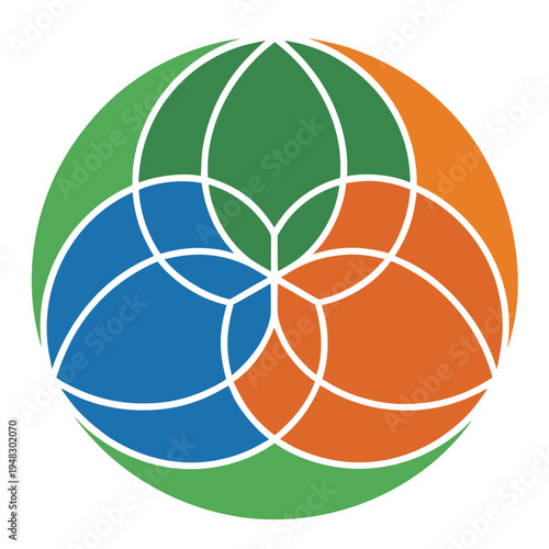 Sustainable Growth Concept With Interlocking Leaves And Circular Design Elements For Environmental Solutions And Renewable Energy Initiatives