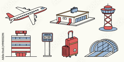 a collection of airport and travel related icons Vector