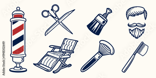 barber shop tools and accessories Vector