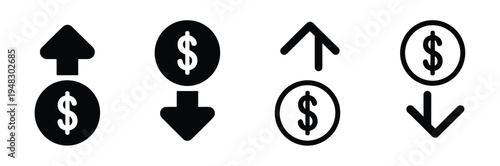 Dollar Increase Decrease Arrow Finance Icon Vector