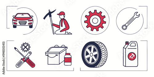 car maintenance and repair icons Vector