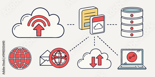 a diagram showing cloud computing and data exchange Vector