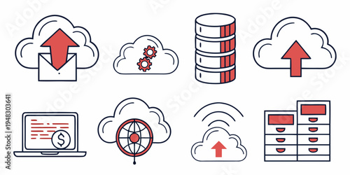 cloud computing and data storage icons Vector