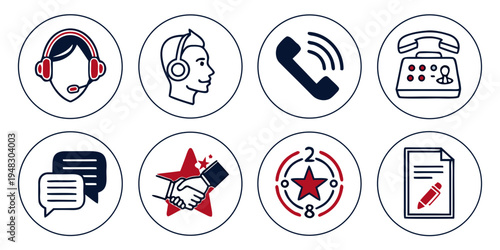 a set of icons representing customer service and communication Vector