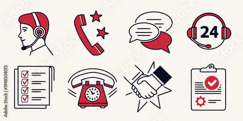 collection of icons related to emergency services and communication Vector
