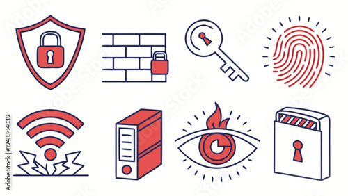 a collection of security and protection related icons Vector