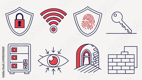 a collection of security and protection icons Vector