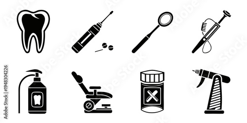 Dental clinic tools and equipment Vector
