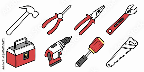 a collection of various tools for construction and repair Vector