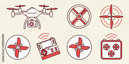 a collection of drone related icons and symbols Vector