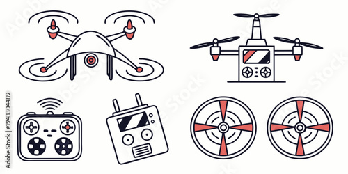 Drone and its components Vector
