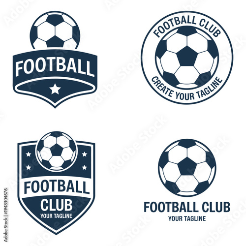 фотографія set of soccer logo or football club badge with shield background, modern sport emblem collection for team branding, tournament identity, league badge design, vector illustration