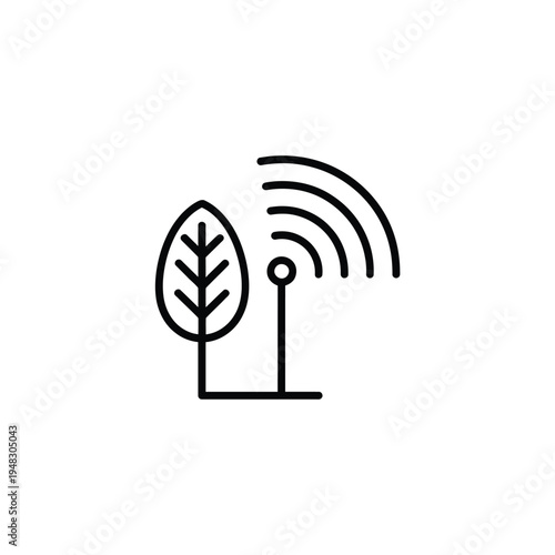 Tableau sur toile A leaf and wifi signal combine to represent eco friendly connectivity