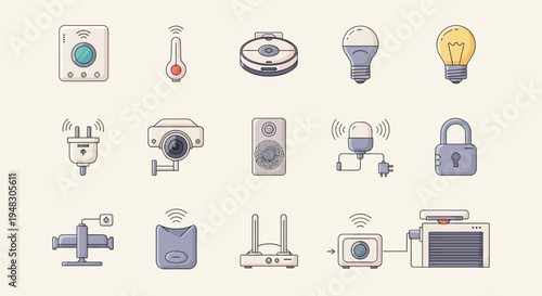 Assortment of smart home devices, including cameras, lights, and security