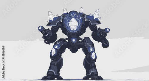 Futuristic Robotic Warrior, Powerful Mecha Suit, Advanced Technology