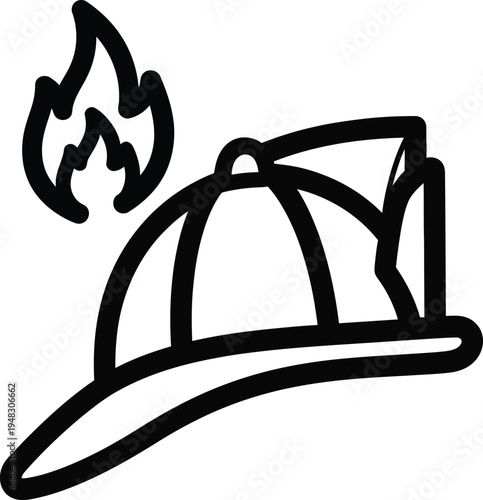 firefighter helmet with flame