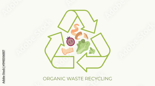 Recycling Symbol for Organic Waste and Food Scraps, Composting Concept