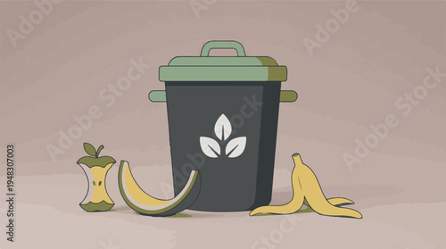 Compost bin with organic food waste for sustainable recycling