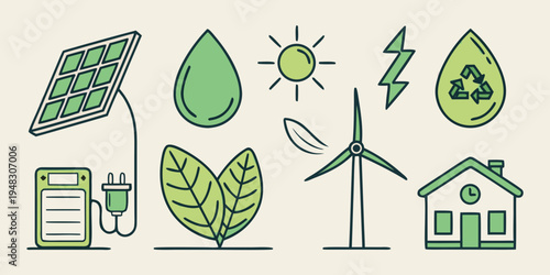 eco friendly icons for sustainable living Vector