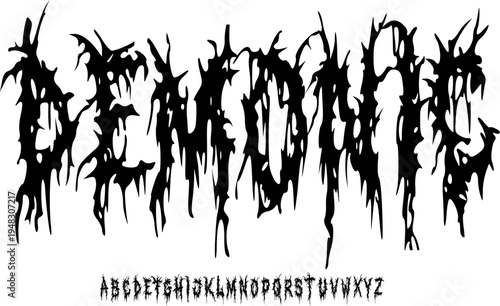 DEMONIC Extreme Horror Display Font Alphabet – Dripping Brutal Gothic Decorative Typeface for Death Metal Logos, Dark Branding, Album Covers, Posters, Halloween Designs, and Terrifying Typography