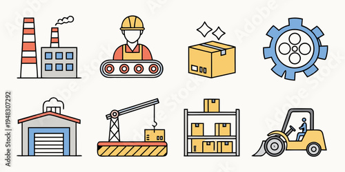 a set of industrial and construction icons Vector