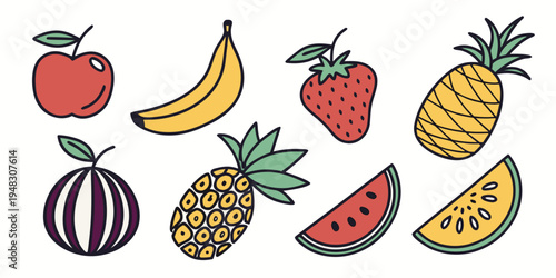 a colorful selection of fresh fruit Vector