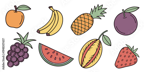 a colorful arrangement of various fruits Vector
