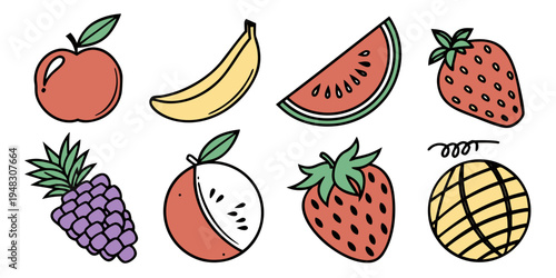 a collection of colorful cartoon fruits Vector
