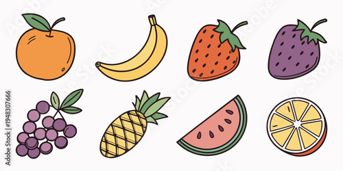 a collection of colorful fruit icons Vector