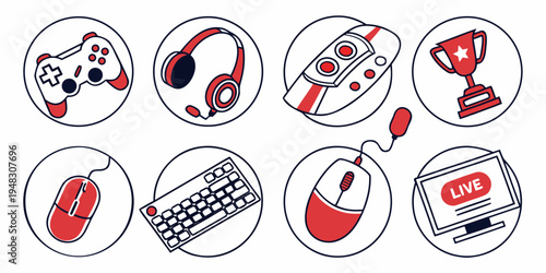 a collection of gaming related icons Vector