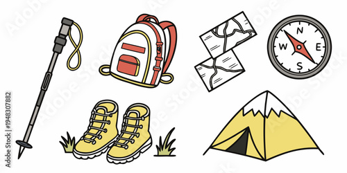 a collection of camping gear and accessories Vector