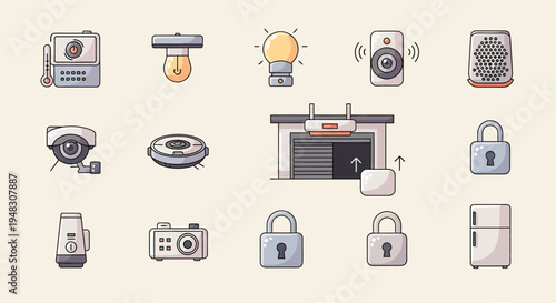 Collection of smart home devices, security, and appliances