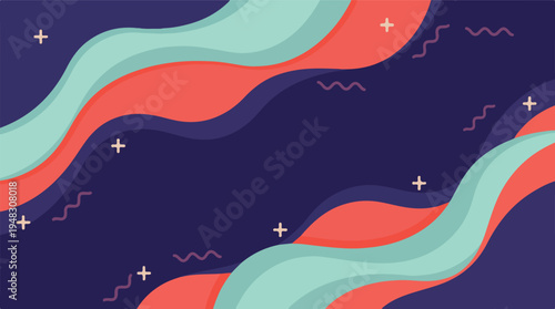 Modern abstract background with wavy fluid shapes and geometric elements