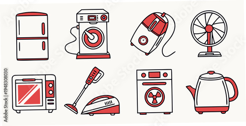 collection of household appliances icons Vector