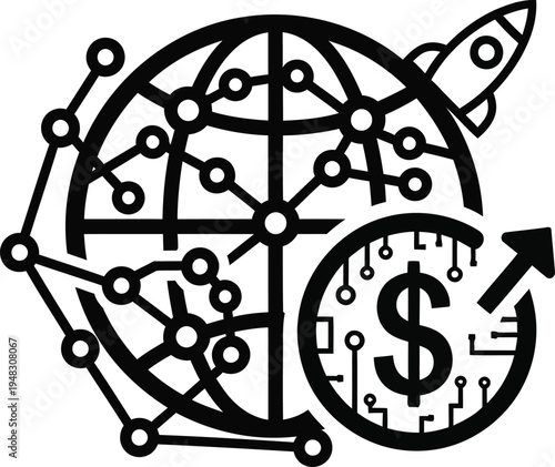 global finance network with dollar sign