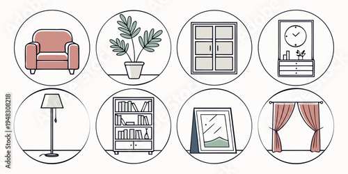 a collection of home furniture icons Vector