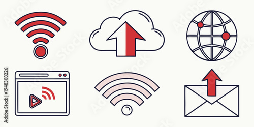 icons representing wireless internet and email communication Vector
