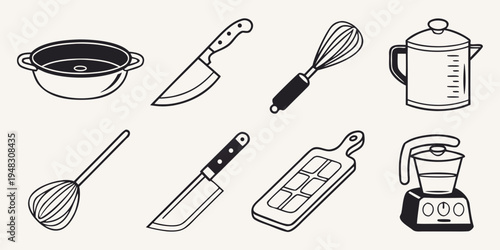 kitchen utensils and appliances collection Vector