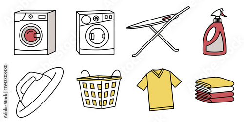 laundry and cleaning icons Vector