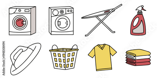 laundry and cleaning icons Vector