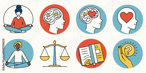 a set of icons representing law and justice Vector