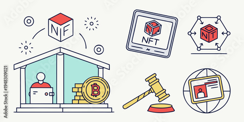 a collection of law and real estate icons Vector