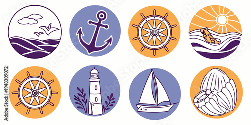 a collection of nautical icons Vector