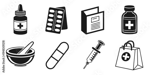 medical supplies and pharmacy items Vector